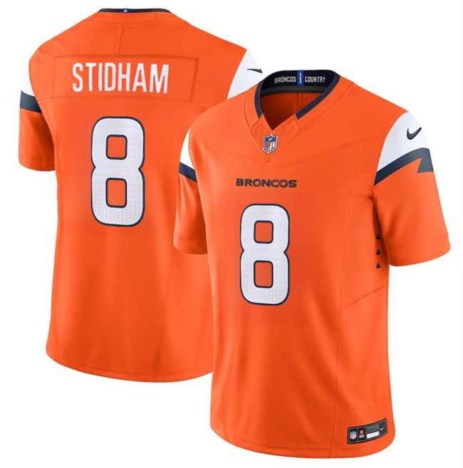 Men's Denver Broncos #8 Jarrett Stidham Orange 2025 F.U.S.E. Vapor Limited Stitched Football Jersey